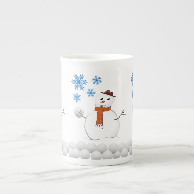 Porcelana Caneca de Natal Homem de Neve (Frente)