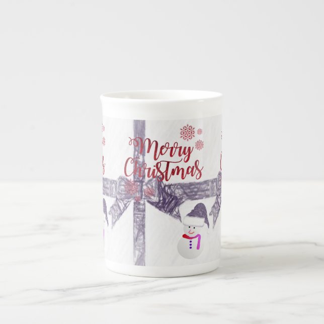 Porcelana Caneca de Natal Homem de Neve (Frente)