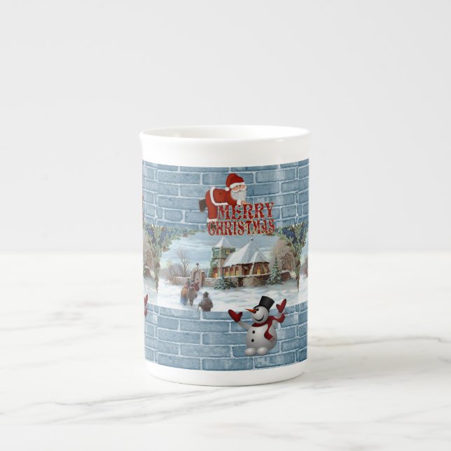 Porcelana Caneca de Natal, Neve, Feliz Natal (Frente)