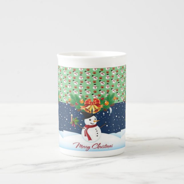 Porcelana Caneca de Natal, Neve, Feliz Natal (Frente)