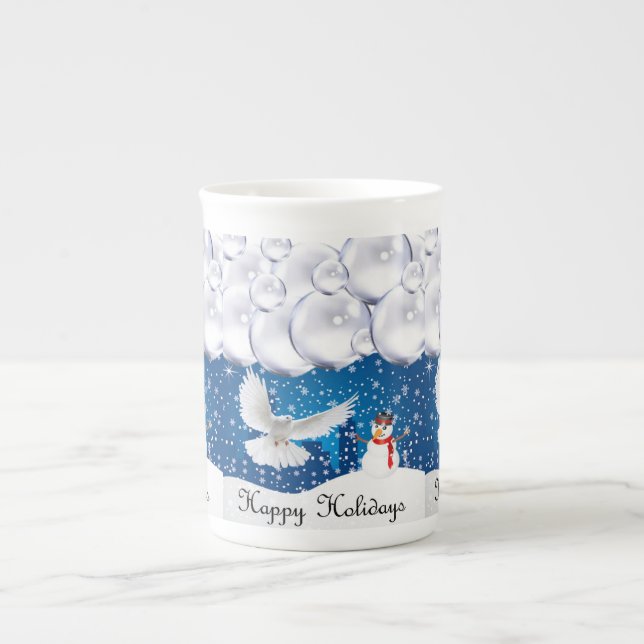 Porcelana Caneca de Natal, Neve, Feriados Felizes (Frente)