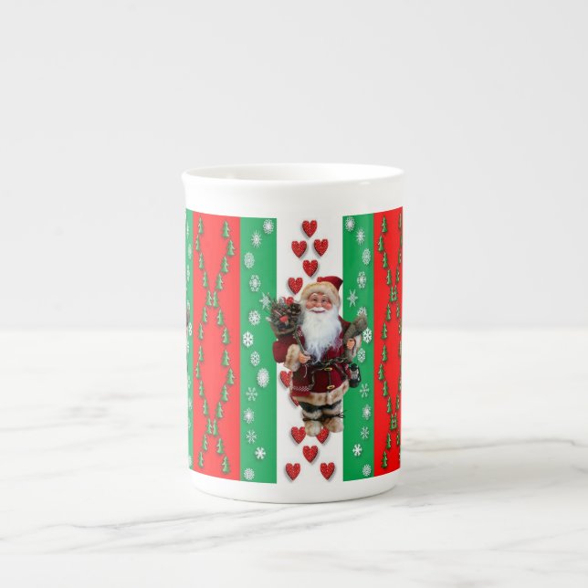 Porcelana Caneca de Natal, Papais noeis (Frente)
