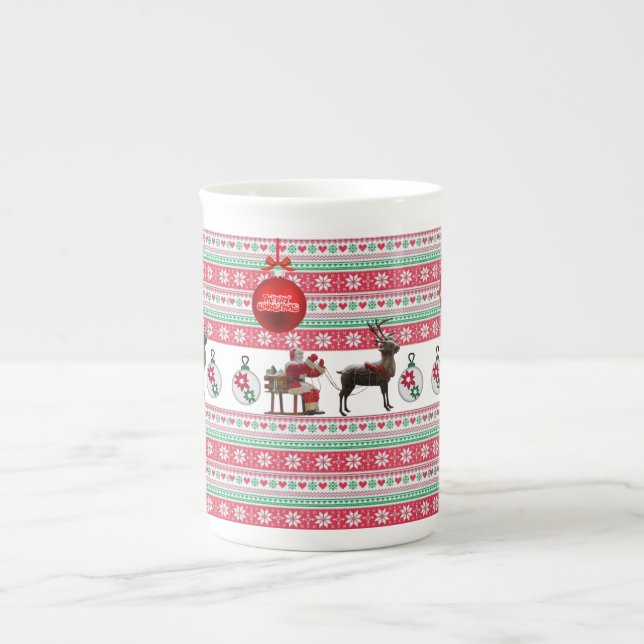 Porcelana Caneca de Natal, Papais noeis (Frente)