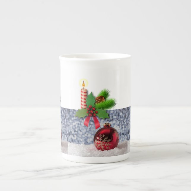 Porcelana Caneca de Natal, Vela de Natal, Feliz Natal (Frente)
