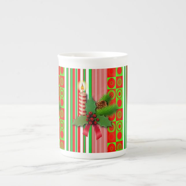 Porcelana Caneca de Natal, Vela de Natal, Feliz Natal (Frente)