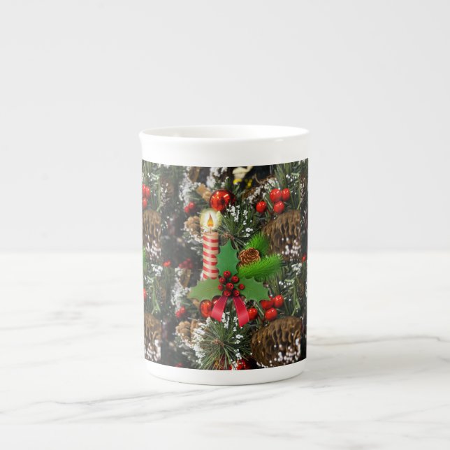 Porcelana Caneca de Natal, Vela de Natal, Feliz Natal (Frente)