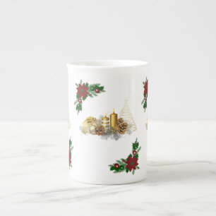Porcelana Caneca de Natal, Vela Dourada de Natal