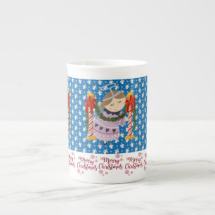 Porcelana Caneca de Natal, Vintage, Anjo Feliz Natal