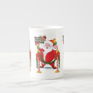 Porcelana Caneca de Natal, Vintage, Papais noeis de Natal Fe