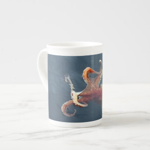 Porcelana Caneca de polvo – Café de arte cephalopod inspirad