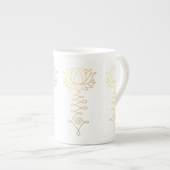 Porcelana Caneca dourada de Lotus (Frente Esquerda)