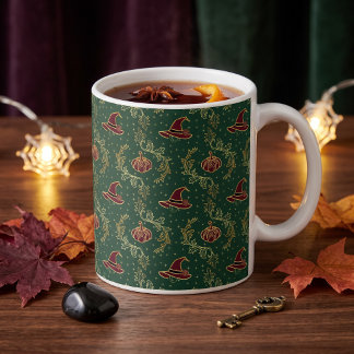 Porcelana Caneca Elegante de Halloween com Tema Witchy Whims