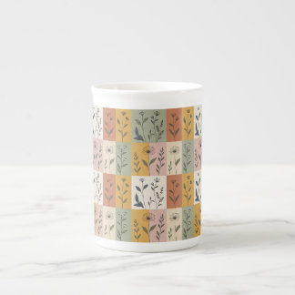 Porcelana Caneca Floral de Patchwork Botânico Vintage