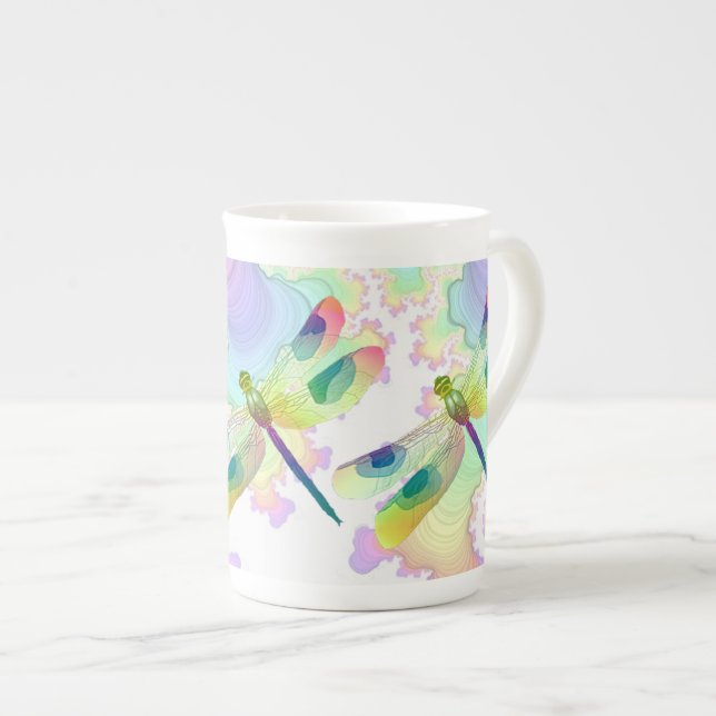 Porcelana Caneca Pastel de China de osso das libélulas (Frente Esquerda)