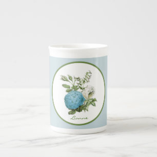Porcelana Caneca personalizada floral azul de China de osso