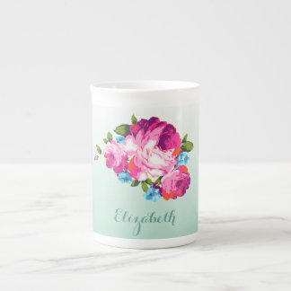 Porcelana Caneca personalizada floral de China de osso de