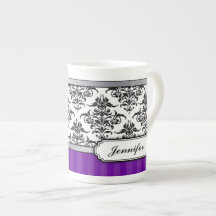 Caneca preto e branco elegante de China de osso do