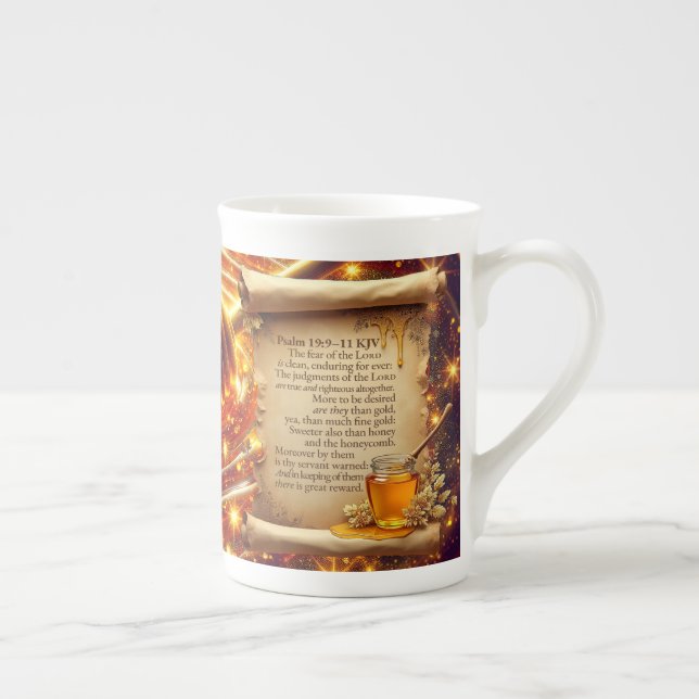 Porcelana Círculo de Mel | Salmo 19:9–11 KJV Caneca (Direita)