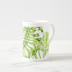 Porcelana Esculturas de folha em uma caneca chinesa óssea