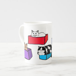 Porcelana Gatos na caneca colorida de China de osso das