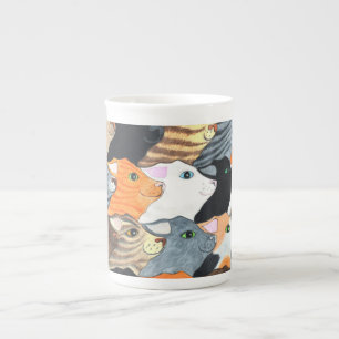 Porcelana Gatos na caneca de China de osso da parada