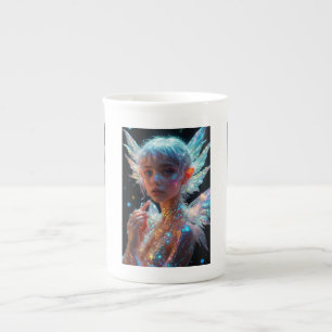 Porcelana Menina Fada Mágica com Caneca de Fantasia de Asas
