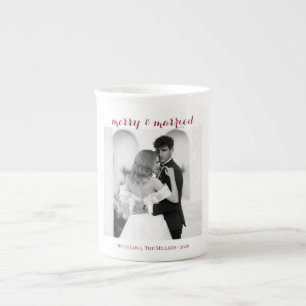 Porcelana Natal Feliz & Casados - Caneca Personalizada de Na
