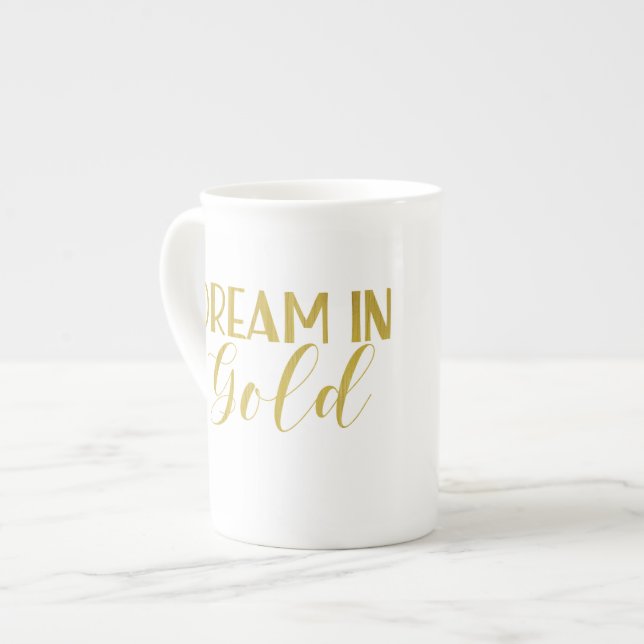 Porcelana Sonho na caneca de café Dourado (Frente Esquerda)