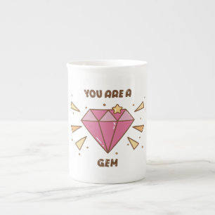 Porcelana Você É uma Joia Caneca Motivacional Rosa de Gema F