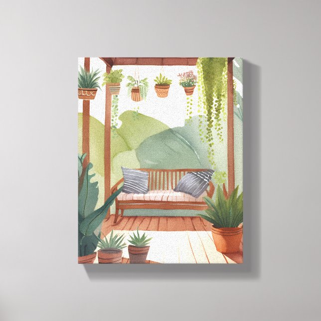 Porch Potted | Impressão Botânica por Aquarela (Frente)