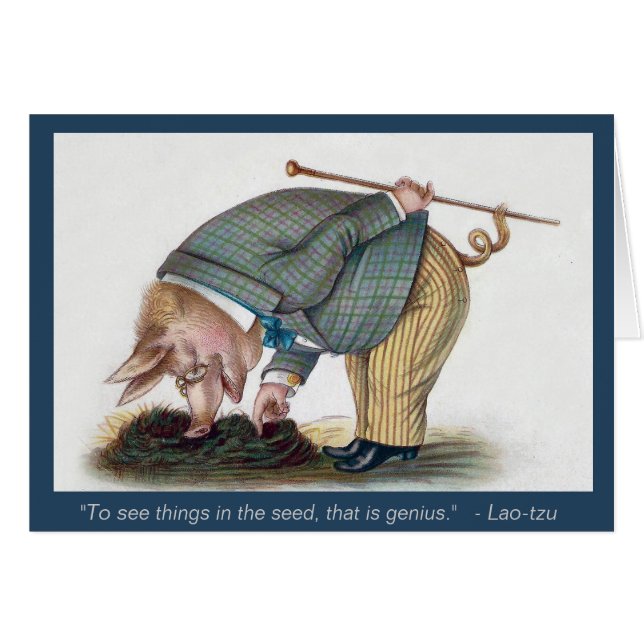 Porco antropomórfico bonito - cartão da arte do (Frente Horizontal)