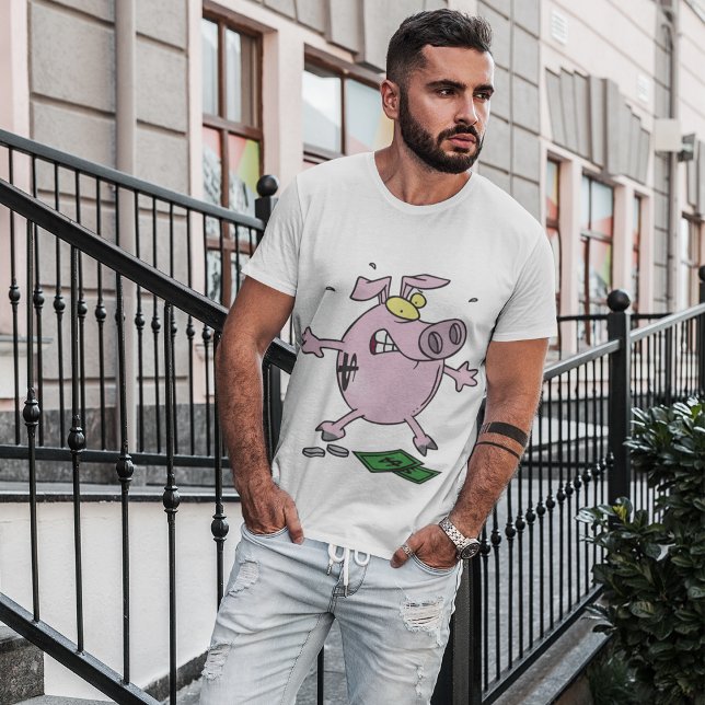 Porco Banco Rosado Zangado Camisa Engraçada de Por (Criador carregado)