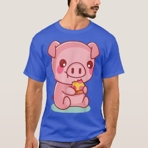 Porco Bonito Comendo Pizza T-Shirt Engraçada Foodi
