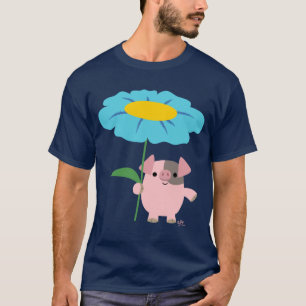 Porco bonito dos desenhos animados com o t-shirt