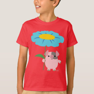 Porco bonito dos desenhos animados com o t-shirt