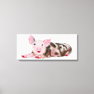 Porco com impressão do batom em canvas