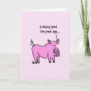 Porco cor-de-rosa do cartão - olhando bom para su
