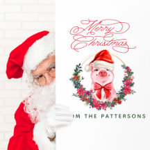 Porco de Aquarela Cócitos e Nome da Família Feliz 