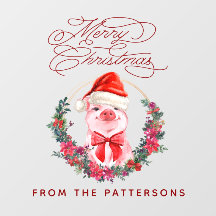 Porco de Aquarela Cócitos e Nome da Família Feliz 