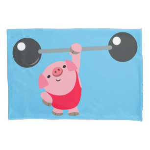 Porco de desenho animado de levantamento de peso