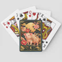 Porco do Zodíaco Chinês com Cartas de Baralho da L