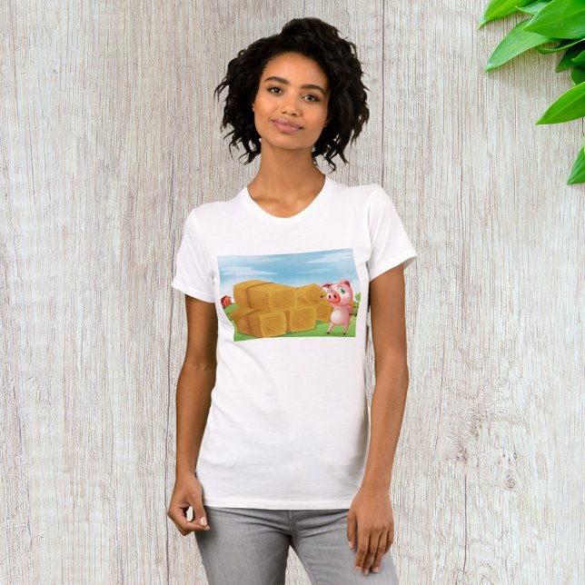 Porco Em Uma Fazenda Cai Em T-Shirt (Criador carregado)