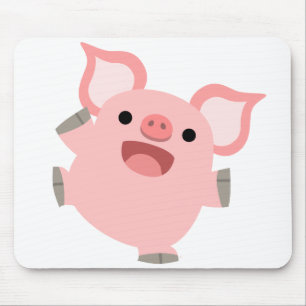 Porco feliz Mousepad dos desenhos animados