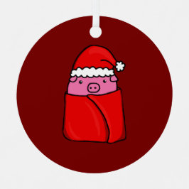 Porco na decoração de Natal em cobertor