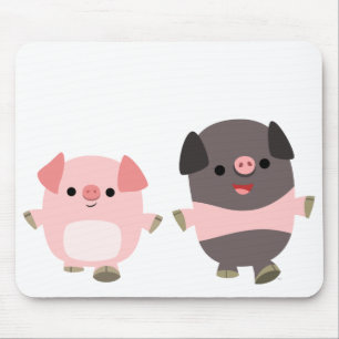 Porcos bonitos de desenho em um Mousepad caminhado