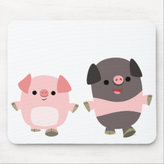 Porcos bonitos de desenho em um Mousepad caminhado