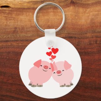 Porcos bonitos de desenho no amor Chaveiro