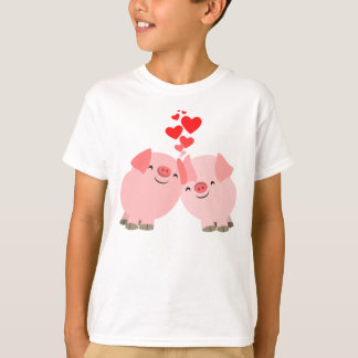 Porcos bonitos dos desenhos animados no t-shirt