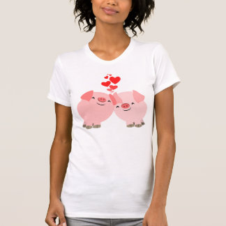 Porcos bonitos dos desenhos animados no t-shirt
