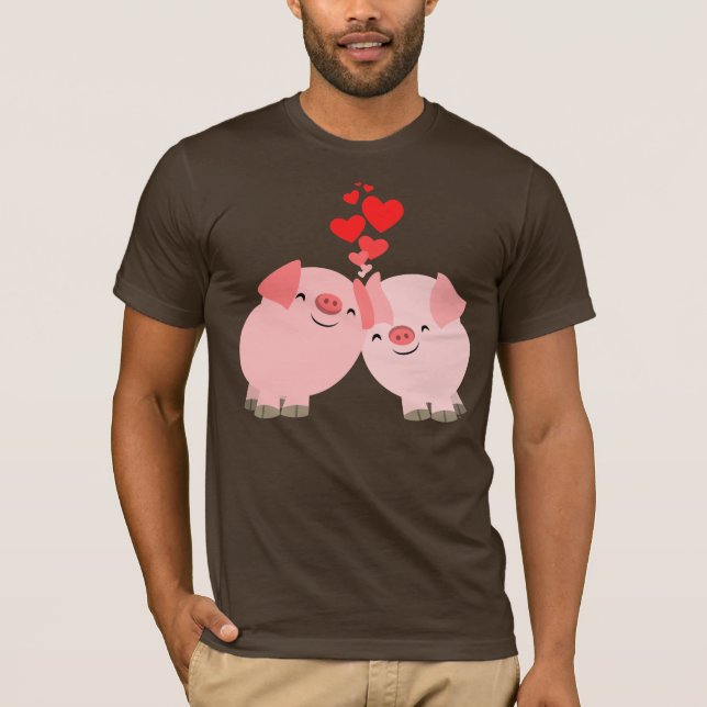 Porcos bonitos dos desenhos animados no t-shirt do (Frente)